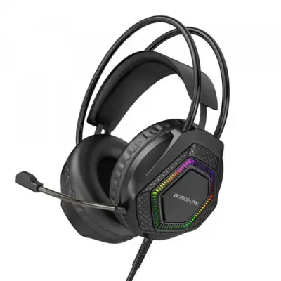 Casti Gaming 3.5mm Borofone BO105 Thunder, RGB, 2m, Negre