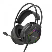 Casti Gaming 3.5mm Borofone BO105 Thunder, RGB, 2m, Negre
