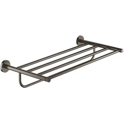 Suport prosop Grohe Essentials 40800AL1, 600 mm, 5 suporti, montare pe perete, fixare ascunsa, mat, Hard Graphite