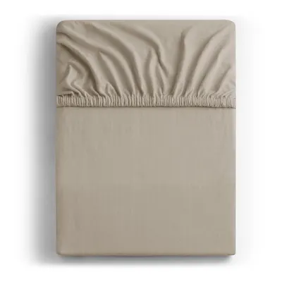 Cearceaf maro deschis din jerseu cu elastic 90x200 cm Amber – Restilo