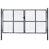 vidaXL Poartă de grădină din plasă, oțel galvanizat, gri, 300x200 cm