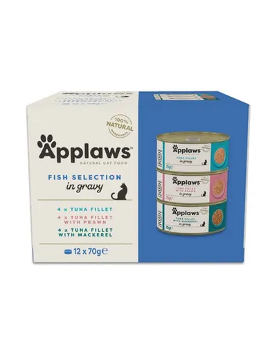 APPLAWS Cat Adult Fish Selection Multipack in Gravy 12x70 g mix pește în sos