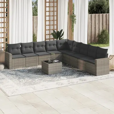Gossi set mobilier de gradina cu perne, 10 piese, gri, poliratan