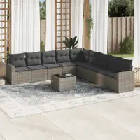 Gossi set mobilier de gradina cu perne, 10 piese, gri, poliratan