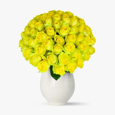 Buchet de 55 trandafiri galbeni