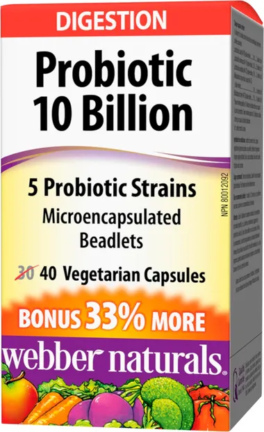 Probiotic 10 Billion, 40 capsule, Webber Naturals