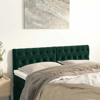 vidaXL Tăblii de pat, verde închis, 144x7x78/88 cm, catifea