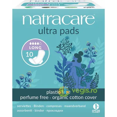 Absorbante Lungi cu Aripioare cu Strat de Bumbac Organic (4 Picaturi) 10buc