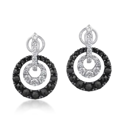 Cercei din aur alb cu diamante negre de 4.86ct si diamante transparente de 1.96ct