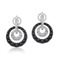 Cercei din aur alb cu diamante negre de 4.86ct si diamante transparente de 1.96ct