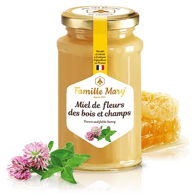 Miere de albine buchet din flori de câmp și pădure, 360 g, Famille Mary