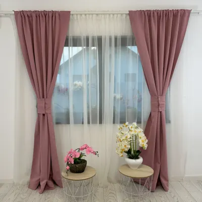Draperie Blackout Satinata,140cm latime x 260cm inaltime, cu TIV LAT, Roz Pudra