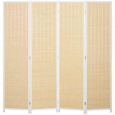 HOMCOM Paravent din lemn separator de cameră cloison de separare pliabil 4 panouri 180 x 180 cm lemn natural | Aosom Romania