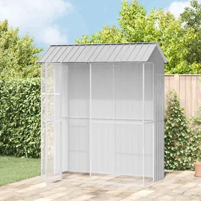 vidaXL Cușcă pentru păsări Gri 215 x 110 x 247 cm Oțel Galvanizat