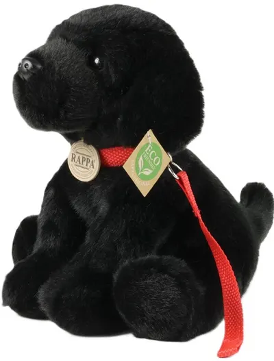 Jucărie de pluș Rappa Eco prietenii - Labrador negru în lesă, 28 cm