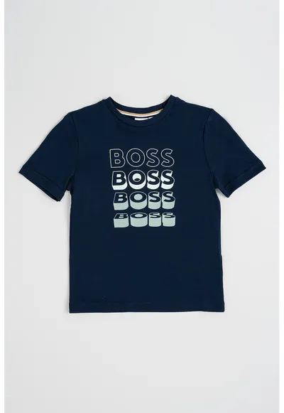 Tricou regular fit cu decolteu la baza gatului - Albastru oceanic/Verde sparanghel