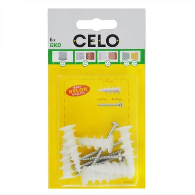 CELO Blister Plasterboard plug GKD made of fibre-glass reinforced nylon (PH2) cu cap bombat surub (PZ2)
