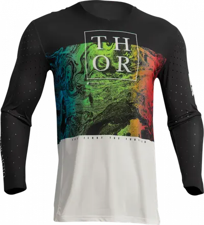 Tricou motocross enduro Thor Prime Melter, culoare negru alb, marime L