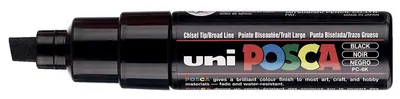 Marker permanent cu vârf teșit Uni Posca - PC-8K, 8 mm, negru