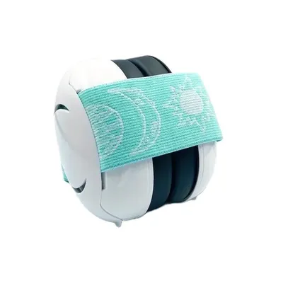 Casti antifonice pentru copii si bebelusi 3-36 luni WePro Store, protectie auditiva in medii zgomotoase, sistem de prindere sigur pentru fontanela, bentita elastica, usor de folosit, Alb cu verde Engros