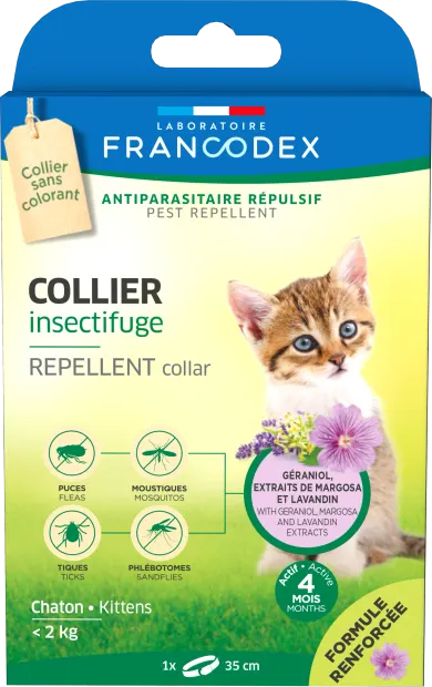 Francodex, zgarda antiparazitara geraniol kitten, <2 kg