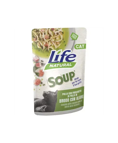 Hrana Umeda Pisici, Life Natural Adult Supa, Pui si Sunca, 60 g