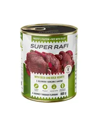 Hrană umedă câini pate RAFI Super 800 g cerb și inimi de rață