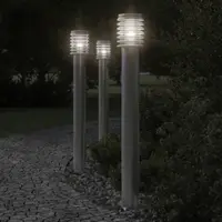Gossi lampi de podea de exterior 3 buc argintiu 110cm otel inoxidabil
