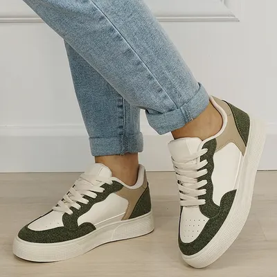 Sneakersi dama crem verde kaki DCX9691 M2