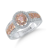 Inel din aur alb-roz cu diamante roz ovale si rotunde si diamante incolore de 0.71ct