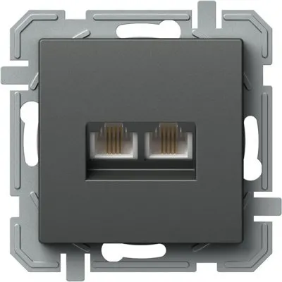 Logiq Priza Dubla Telefon 1P KS RJ11 Antracit, TEM Modul TEM-KQ38ATXO-U