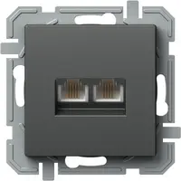 Logiq Priza Dubla Telefon 1P KS RJ11 Antracit, TEM Modul TEM-KQ38ATXO-U