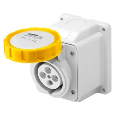 Priza industriala aparenta 10° - IP67 - 2P+E 16A 100-130V 50/60HZ - YELLOW - 4H - Strangere cu surub