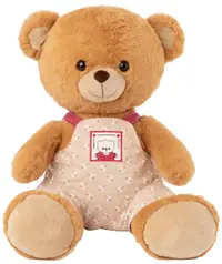 Jucărie de pluș Amek Toys - Ursuleț cu salopetă florală, băiete, 42 cm
