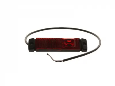 Lumina delimitare stanga dreapta, rosu, LED, inaltime 13mm; latime 130mm; adancime 32mm, surub fixare orizontala fixare verticala, lungime cablu 500mm, 24V (IP6K9K)