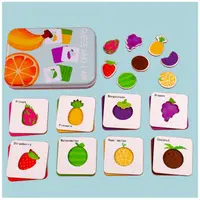 Puzzle din lemn cu Fructe in cutie Metalica Montessori