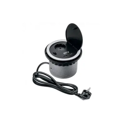 Priza incorporabila pentru birou 1xSchuko si 2xUSB negru