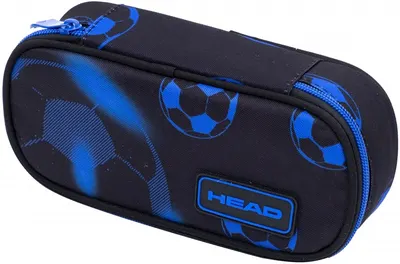 Penar școlar oval Astra Head - Fotbal albastru neon, 1 fermoar