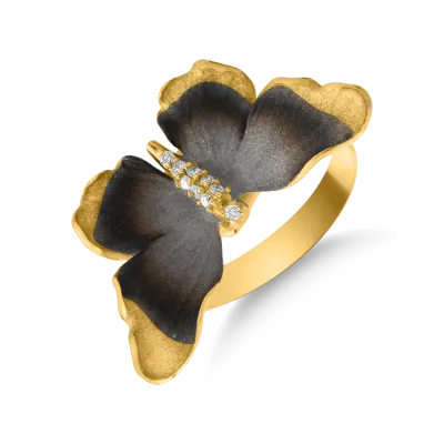Inel fluture din aur galben cu diamant de 0.06ct