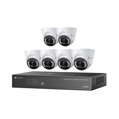 Sistem supraveghere interior IP TP-Link VIGI NK8MP-T6425-2T, 6 camere, 4 MP, IR/lumina alba 30 m, PoE+, HDD 2 TB