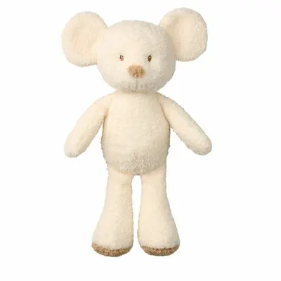 Jucarie plus bebelusi, Nattou, Cuddly Mouse, 24 cm, Material moale si pufos, Stimuleaza simtul tactil si motricitatea fina, Prieten de joaca si mangaiere, 0 luni+, Bej