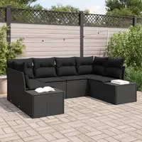 Gossi set de canapea de gradina cu 6 piese si perne negre din poliratan