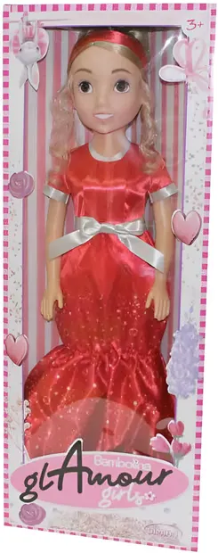 Păpuşă Dimian Bambolina - Glamour Girls, cu rochie roșie, 80 cm