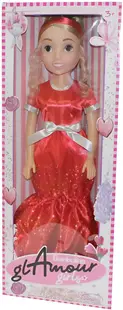 Păpuşă Dimian Bambolina - Glamour Girls, cu rochie roșie, 80 cm