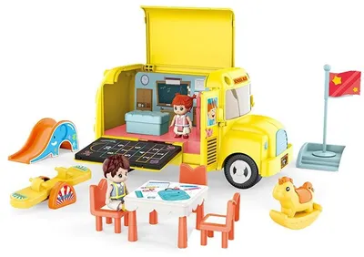 Ocie - Set autobuz școlar cu clasă mobilă și figurine