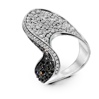 Inel din aur alb cu diamante negre si incolore de 3ct
