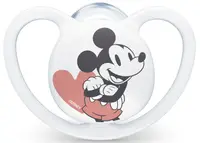 Suzeța din silicon Nuk - Space Mickey, 18-36 luni, albă, cu cutie