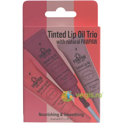 Set 3 Uleiuri de Buze Colorate si Hranitoare cu Extract de Papaya 3x8ml