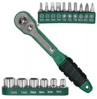 Cheie 8 piese tip clichet maner VERDE (10 biti si 6 tubulare 1/4 ) multifunctionala