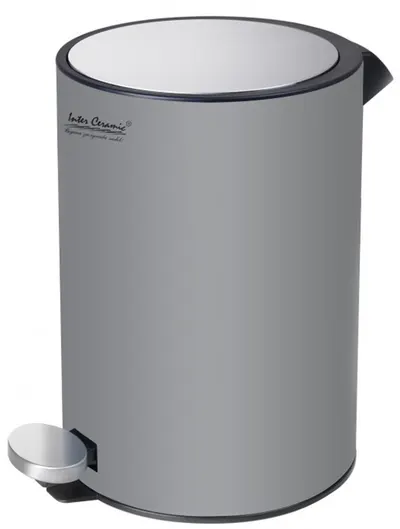 Coș de baie Inter Ceramic - 7072G, 5 l, Anti-Fingerprint, gri mat